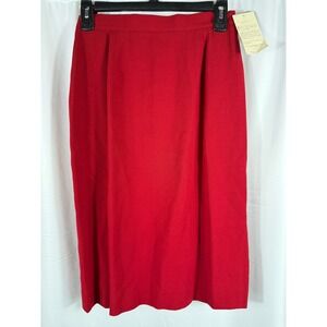 Jones New York Essentials Red 100% Wool Pencil Skirt Business Career Wear NWT‎